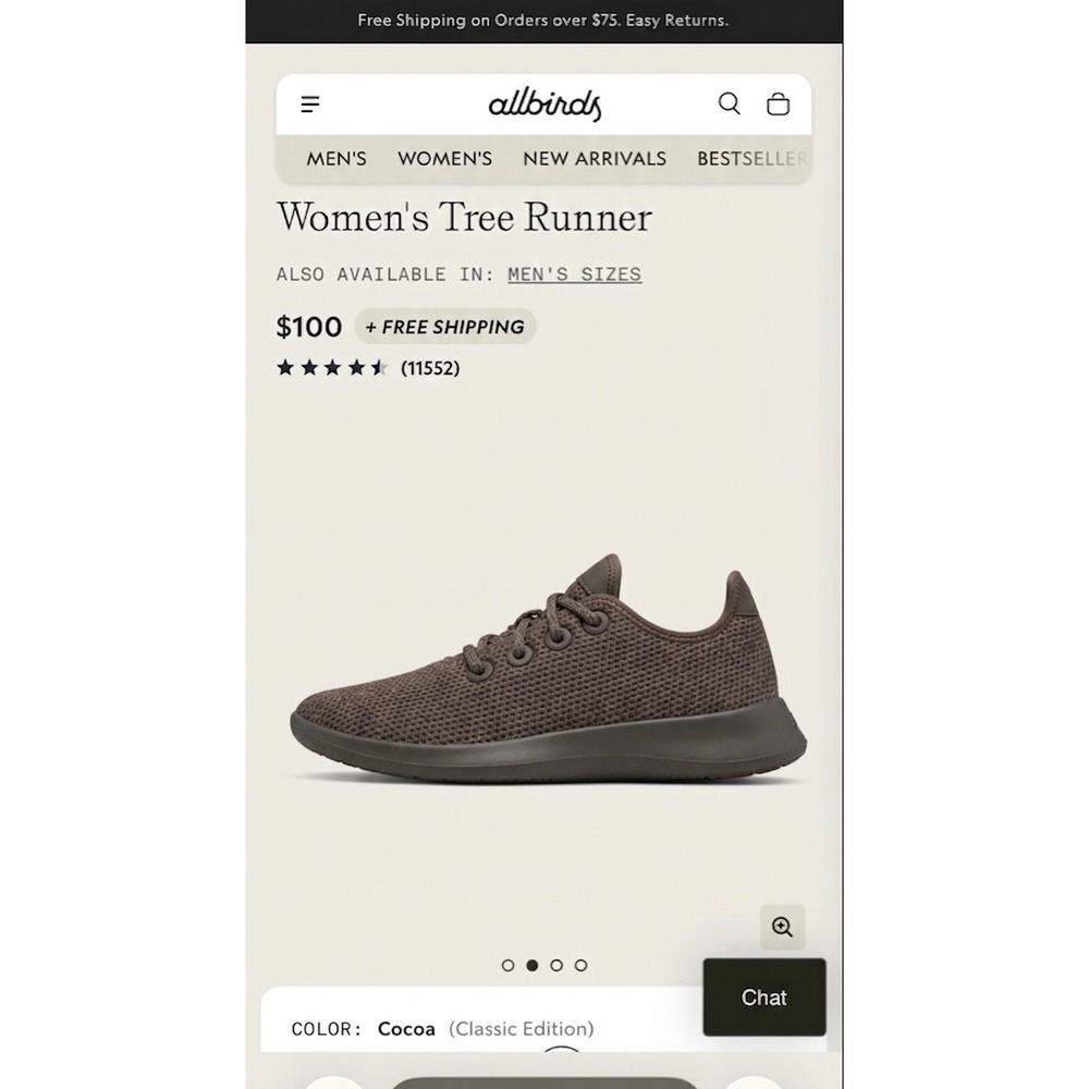 New Allbirds Tree Runners Charcoal brown Mesh Lace Up Sneakers Womens Size 7